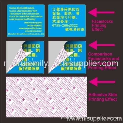 Custom Special Printing Destructible Label Materials,double Printing Destructible Label Materials